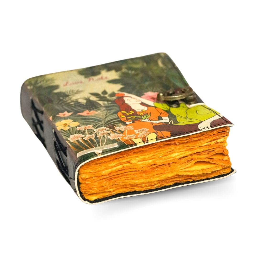 love story printed handmade vintage leather journal diary