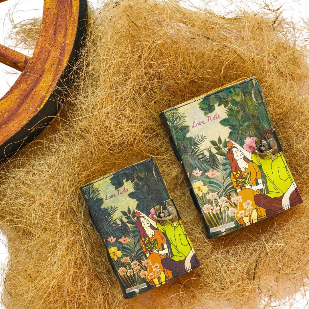 love story printed handmade vintage leather journal diary